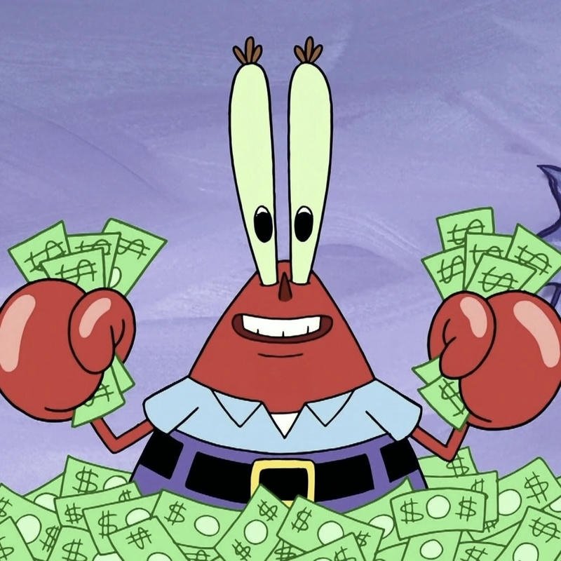 Ảnh chế con cua biểu cảm sung sướng khi nhận được nhiều tiền