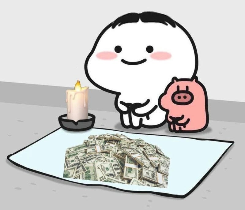 Ảnh chế vui nhộn với chồng tiền lớn meme tiền