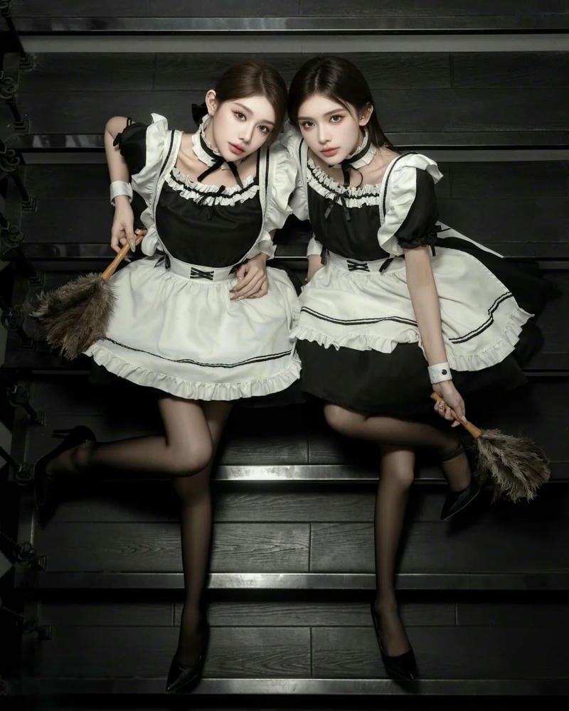 Ảnh cosplay hầu gái thể hiện chi tiết trang phục rõ ràng