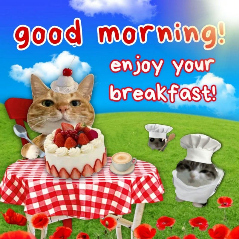 Ảnh meme chào buổi sáng hài hước đầy năng lượng