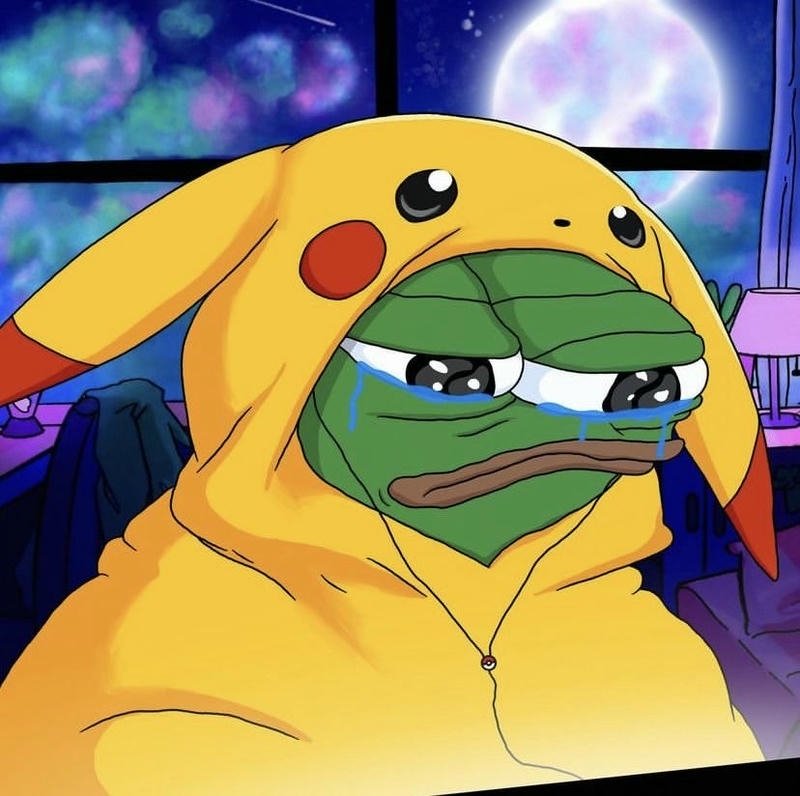 Ảnh meme ếch xanh bựa mặc áo pikachu