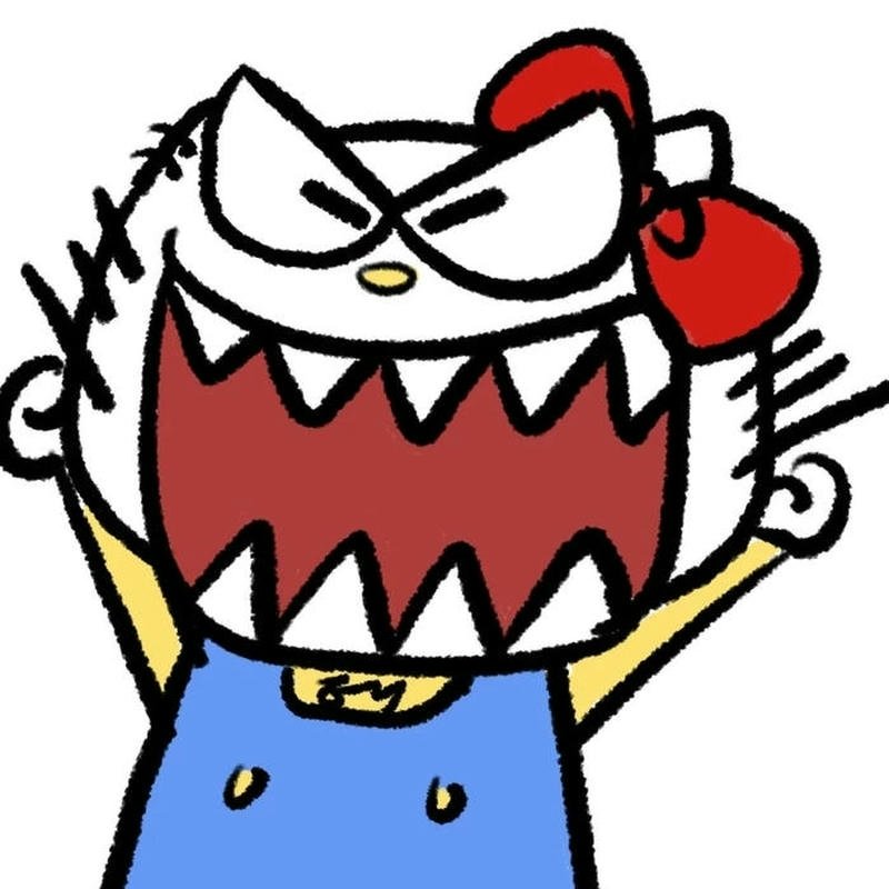 Ảnh meme hello kitty lộ hàm răng bự