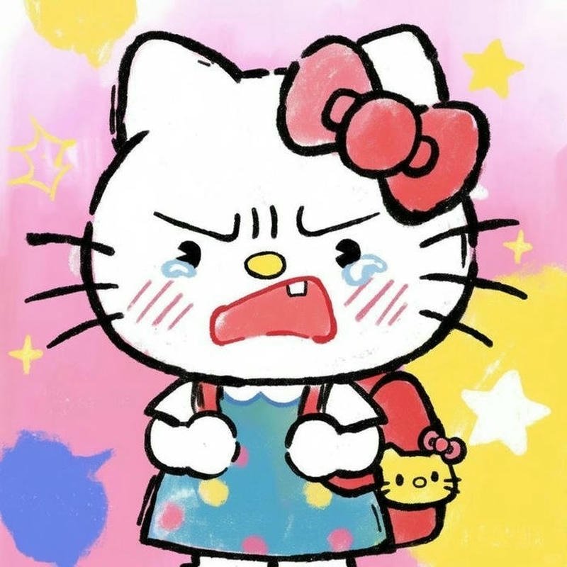Ảnh meme hello kitty mếu máo khóc nhè