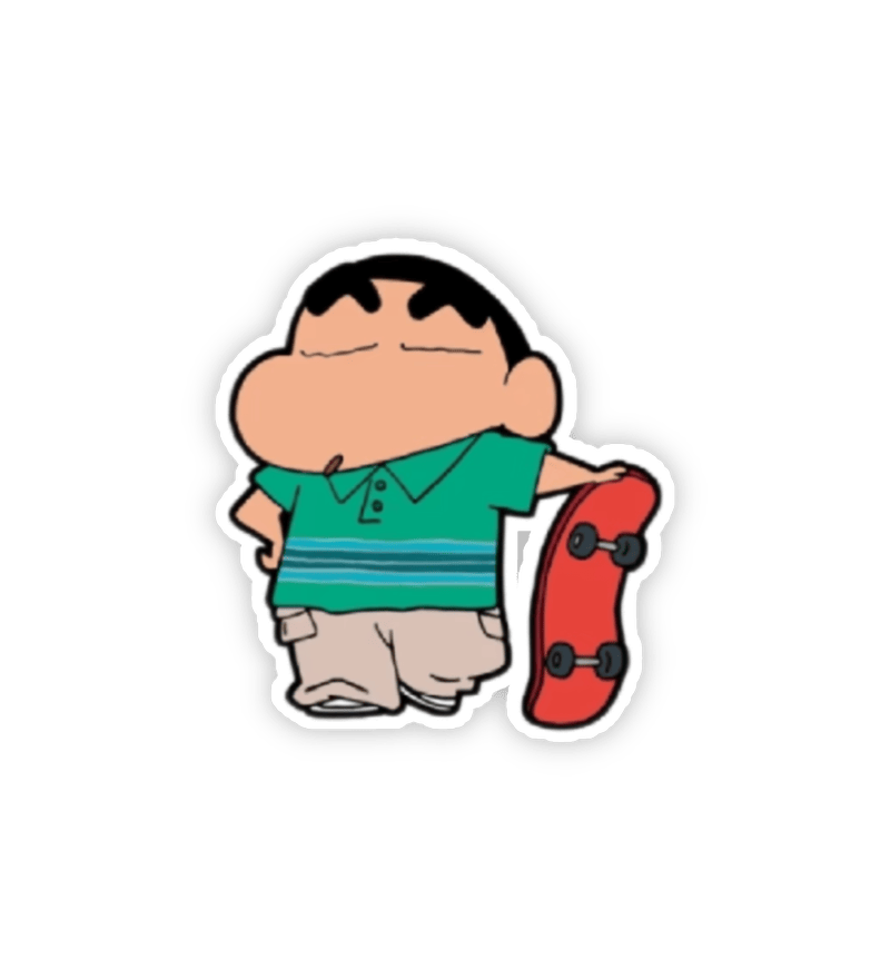 Ảnh sticker Shin cậu bé bút chì cầm ván trượt