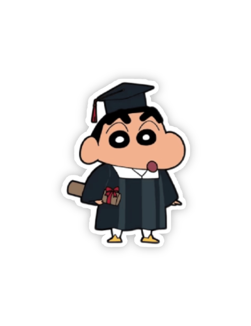 Ảnh sticker Shin dễ thương mặc áo cử nhân tốt nghiệp