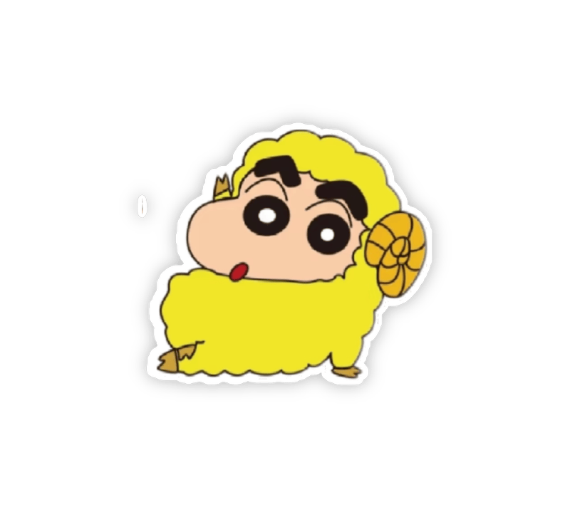 Ảnh sticker Shin ngộ hài hoá trang con cừu vàng