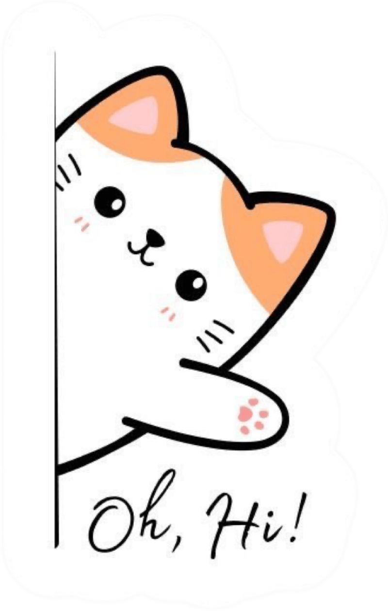 Ảnh sticker chữ chào oh,hi con mèo cute