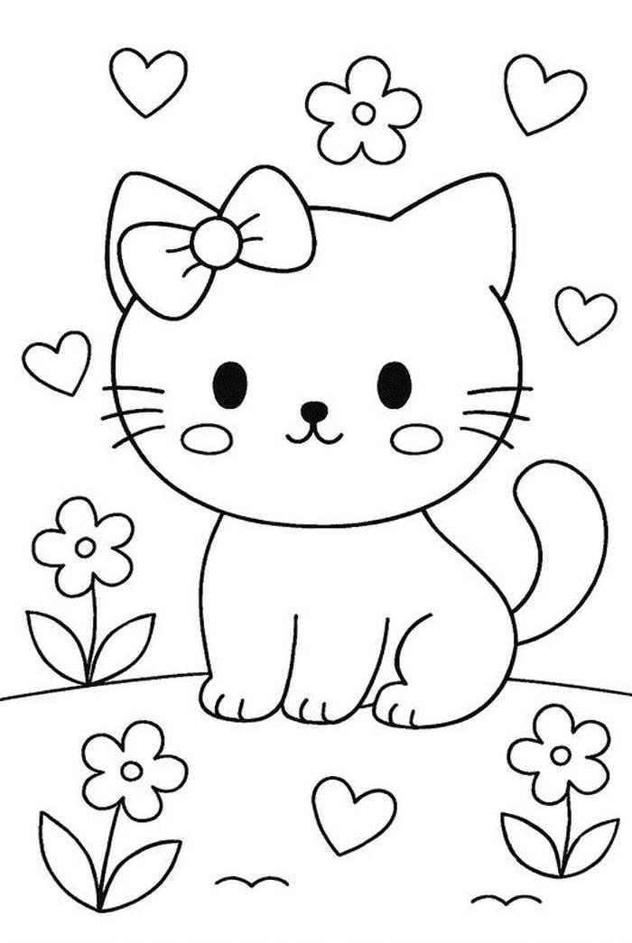 Anime tô màu con mèo chibi phong cách đáng yêu