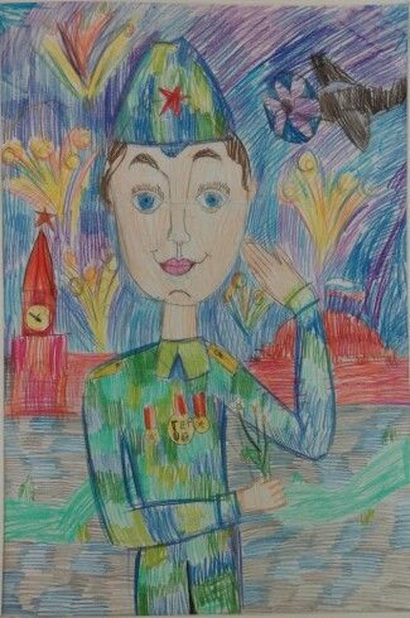 Bản phác họa chú bộ đội đang trực gác ban đêm