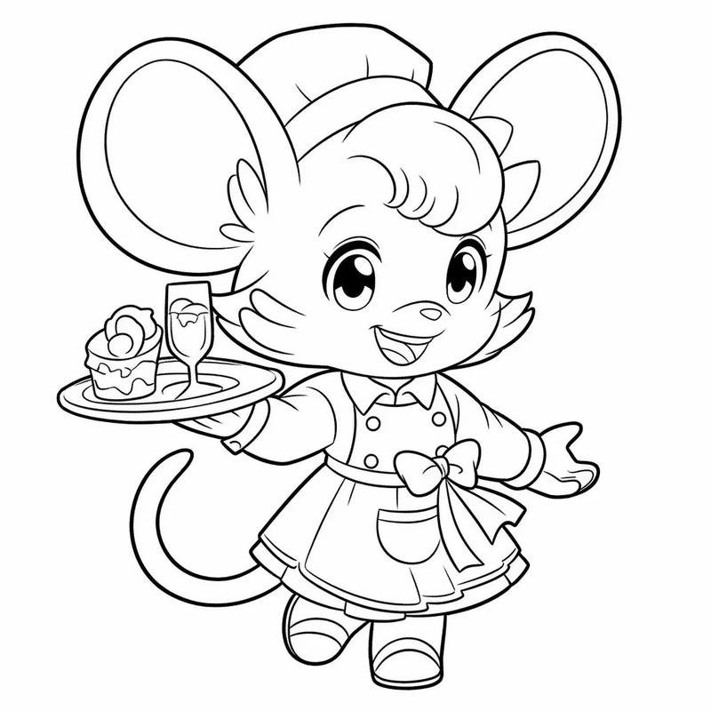 Bản phác họa chuột nhỏ cho bé tô màu