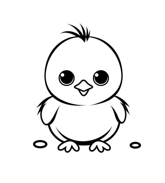 Bản phác họa gà con dễ thương rõ nét dễ nhìn