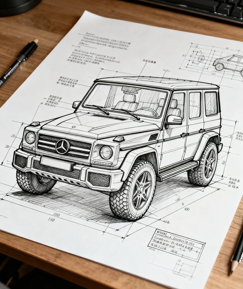 Bản phác họa xe ô tô con trong bài mỹ thuật