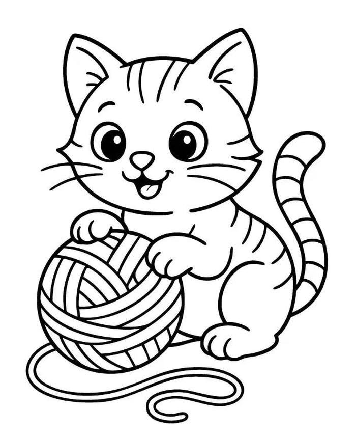 Bản phác thảo đơn giản phù hợp tranh tô màu con mèo