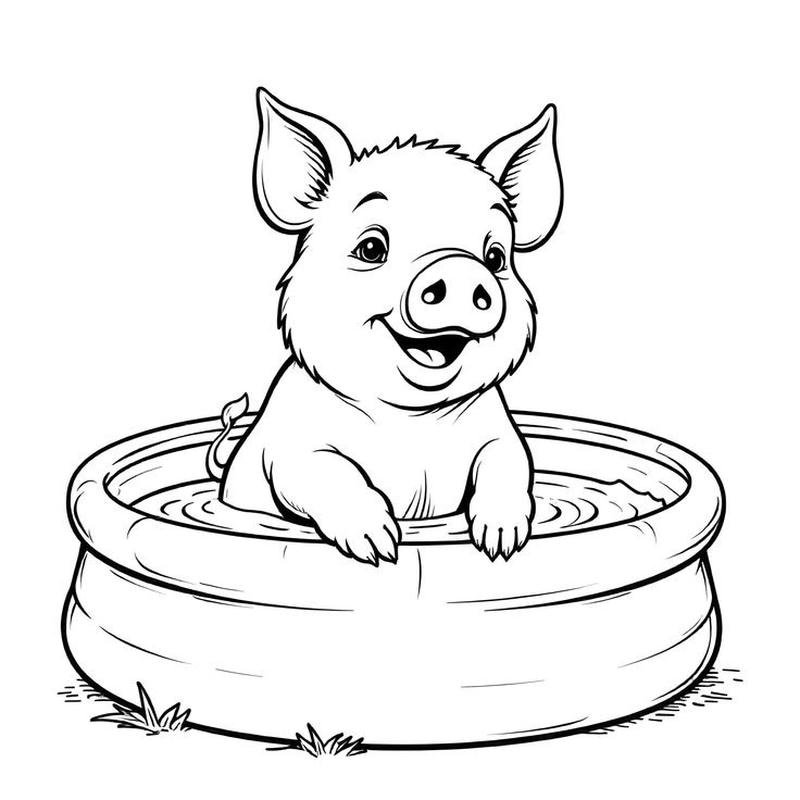 Bản vẽ chú heo nhỏ đáng yêu cho bé luyện tô