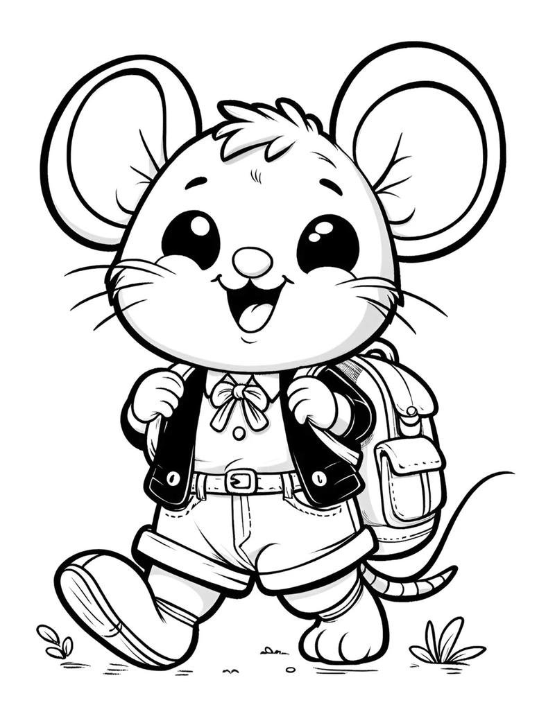 Bản vẽ chuột đáng yêu cho bé luyện tô màu