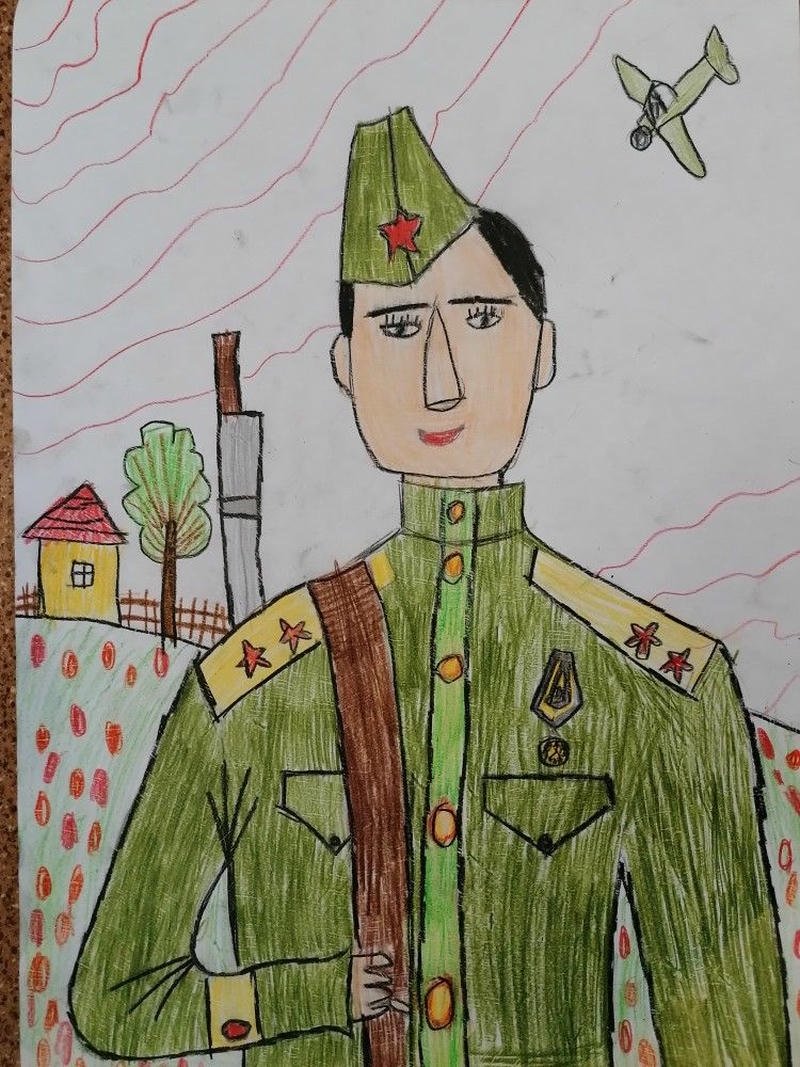 Bản vẽ em yêu chú bộ đội tranh vẽ thiếu nhi
