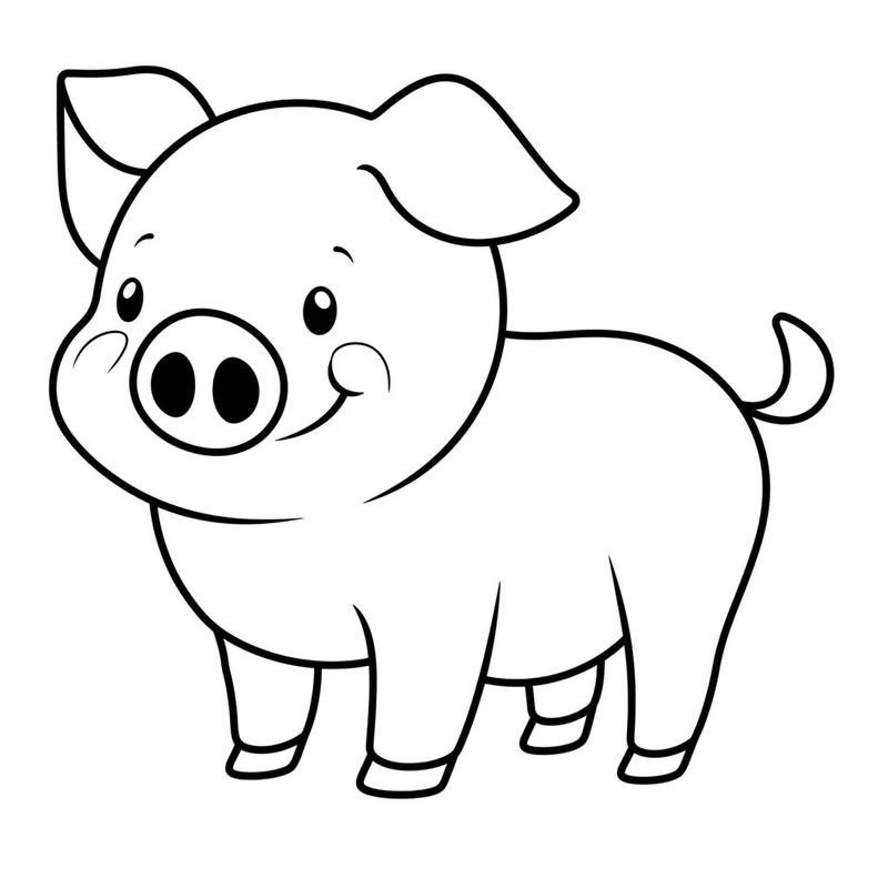 Bản vẽ heo con vui nhộn cho trẻ em