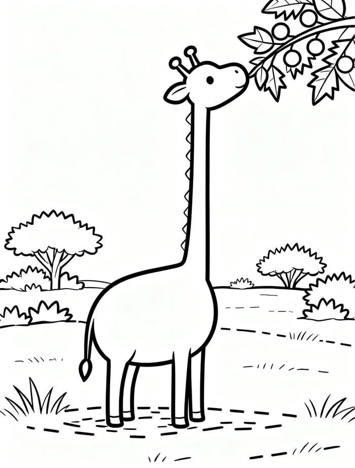 Bé tập tô màu con hươu cao cổ vui nhộn