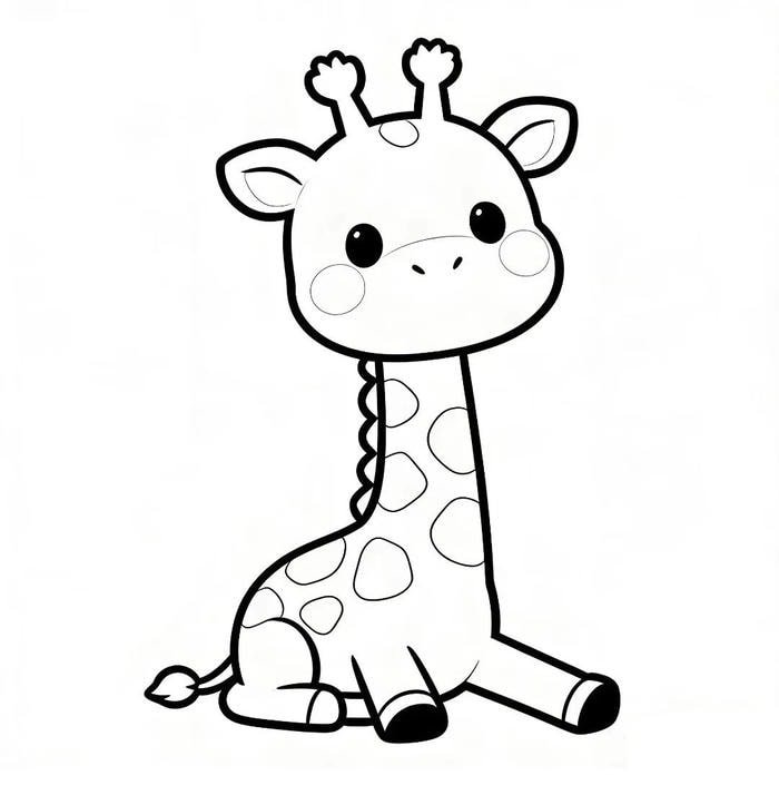 Bé tô màu con hươu cao cổ rèn luyện khéo léo