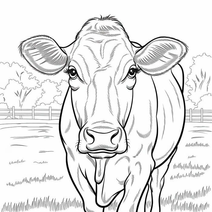 Biểu cảm đáng yêu hình tô màu con bò sữa