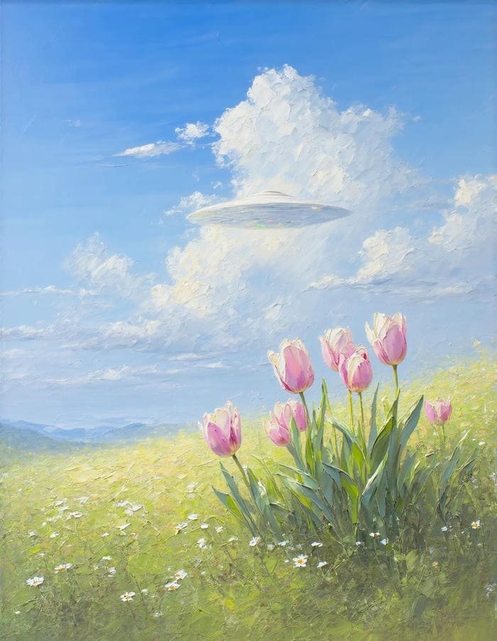 Bức họa hoa tulip nổi bật trên nền trắng