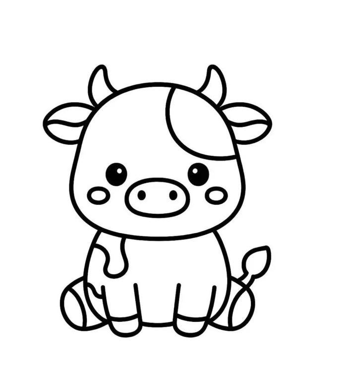 Bức minh họa bò con ngộ nghĩnh dành cho trẻ tập tô