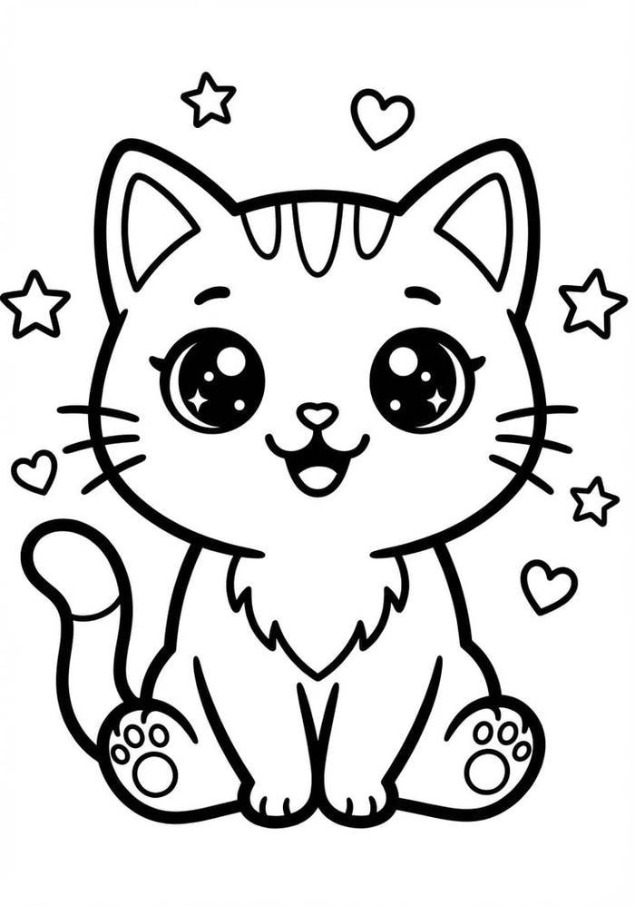 Bức minh họa đáng yêu dành cho tranh tô màu con mèo