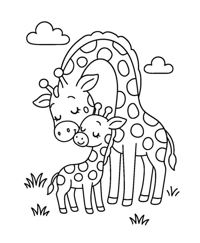 Bức minh họa hoạt hình về loài hươu cổ dài