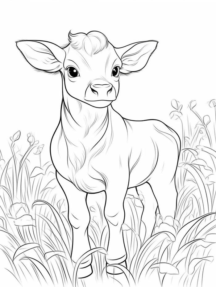 Bức phác thảo bò con đáng yêu cho trẻ sáng tạo