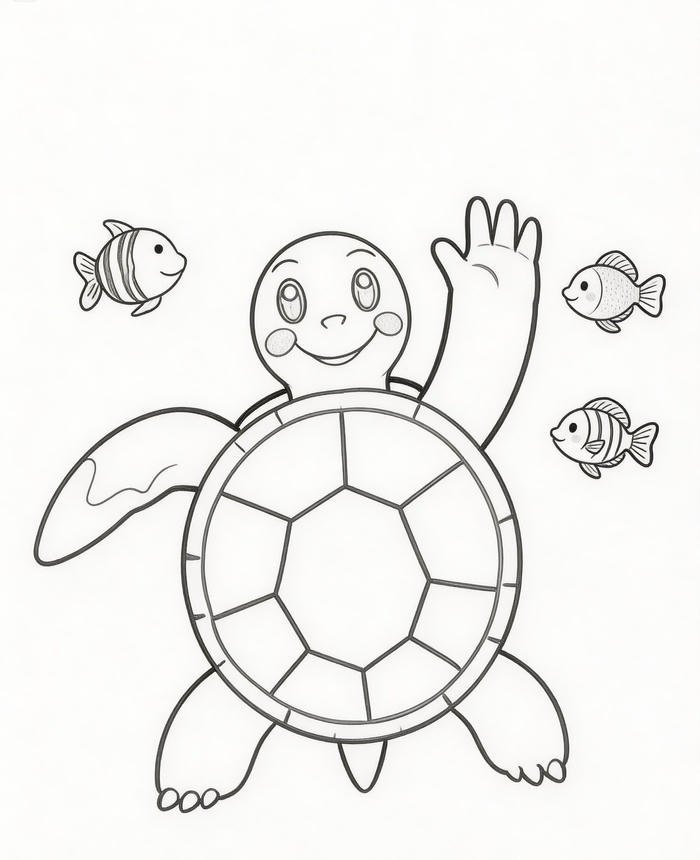 Bức phác thảo đơn giản tranh tô màu con rùa nét