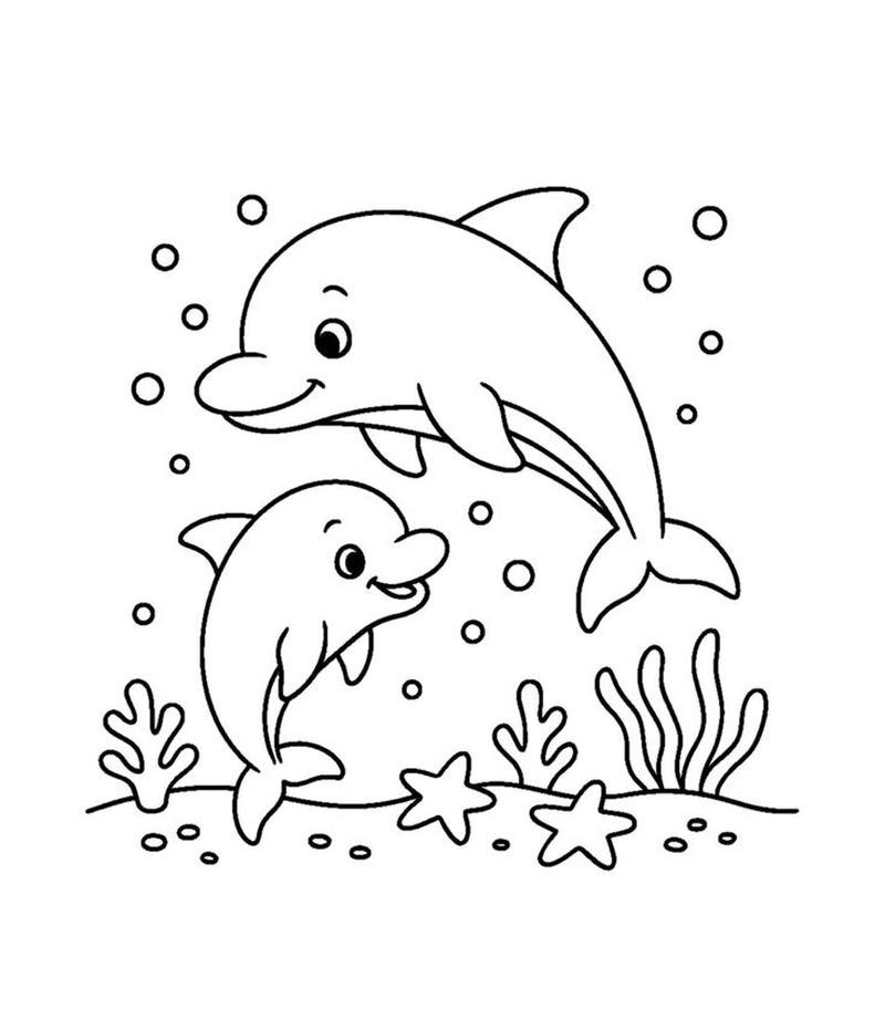 Bức tranh cá heo đáng yêu cho bé sáng tạo