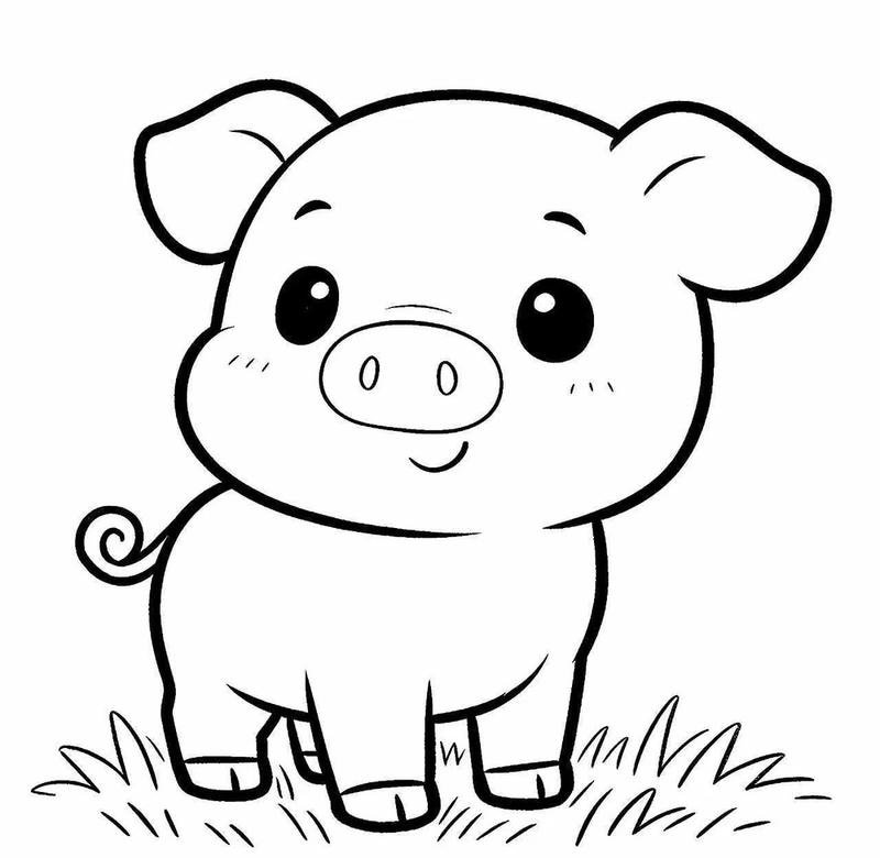 Bức tranh heo nhỏ cho trẻ em học mỹ thuật