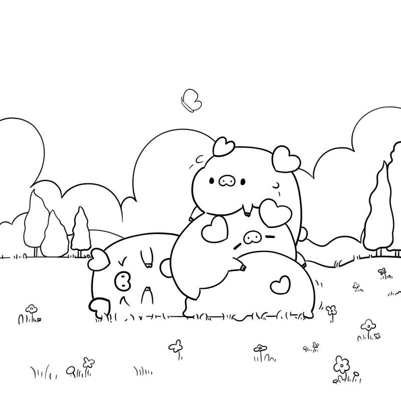 Bức tranh heo nhỏ vui nhộn cho trẻ