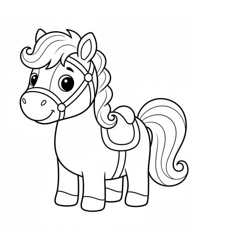 Bức tranh ngựa con đáng yêu cho trẻ sáng tạo