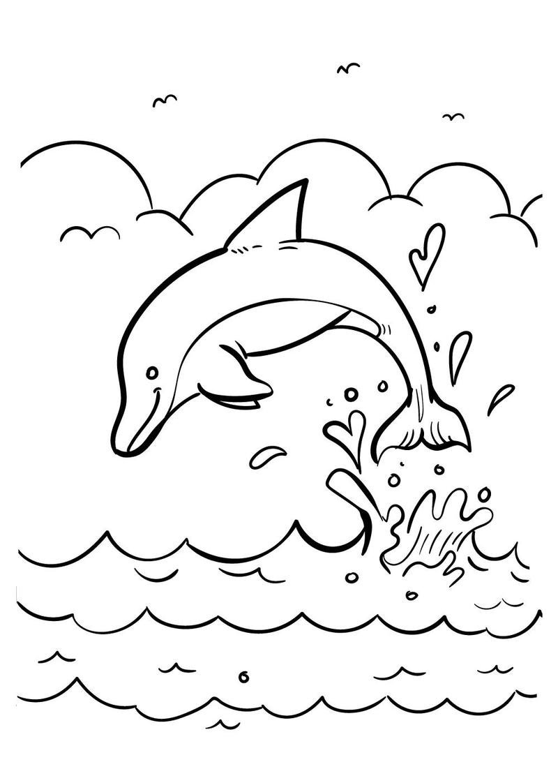 Bức vẽ cá heo nhỏ cho trẻ học mỹ thuật