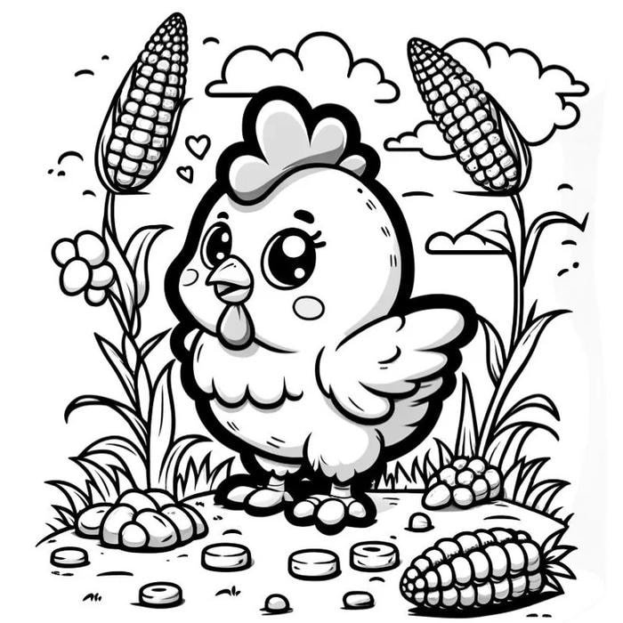 Bức vẽ gà trống chi tiết đơn giản dễ tô