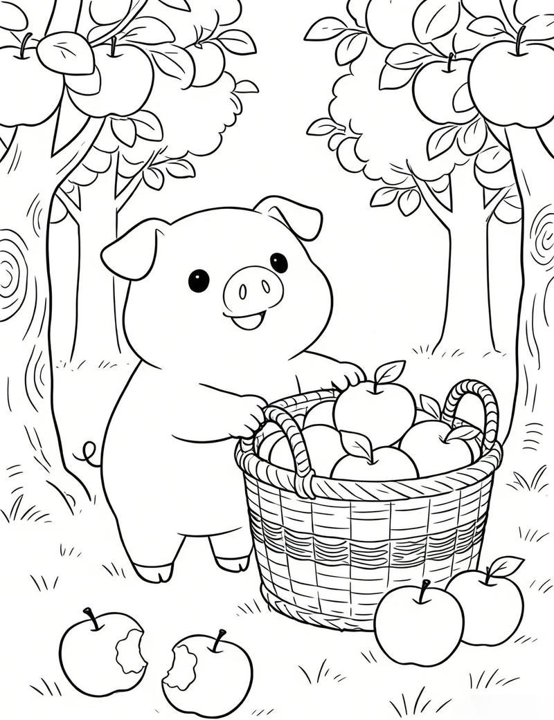 Bức vẽ heo con cute giúp bé sáng tạo