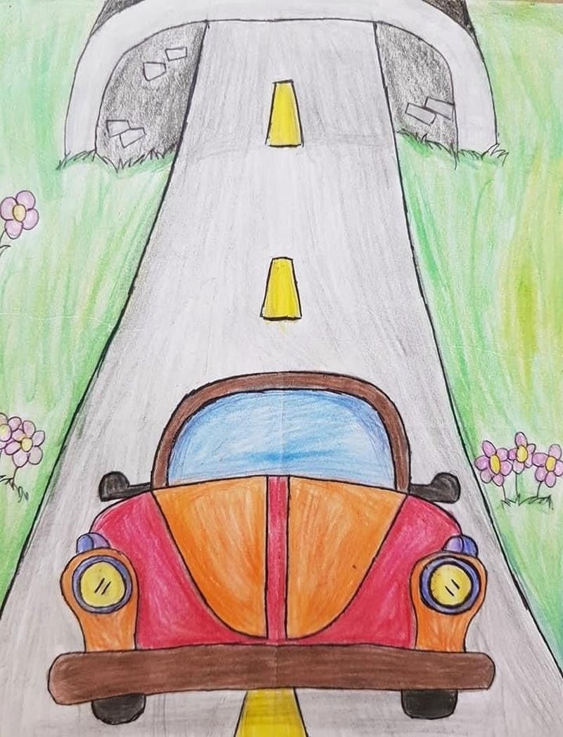 Bức vẽ ô tô tải đơn giản cho trẻ nhỏ