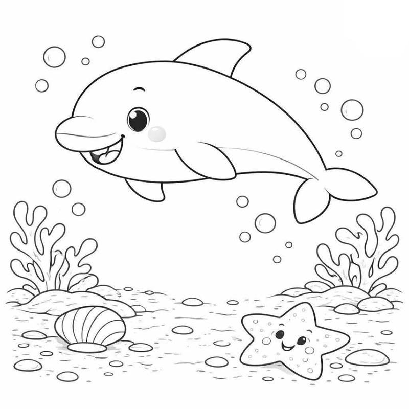 Cá heo tô màu ngộ nghĩnh dành cho bé mầm non