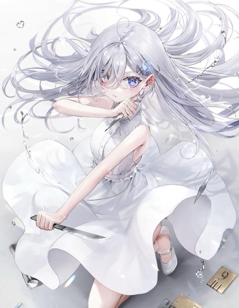 Cảm giác mộng mơ lan tỏa trong ảnh anime girl tóc trắng