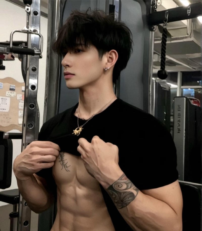 Chân dung nam mẫu với cơ bụng săn chắc