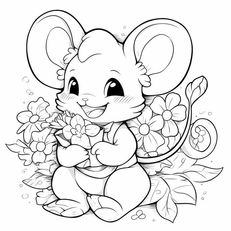 Chú chuột đáng yêu trong trang tô màu thiếu nhi