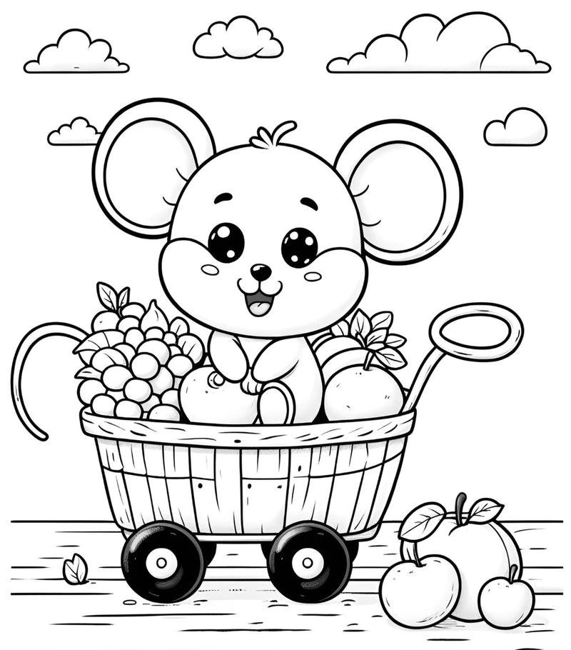 Chú chuột hoạt hình đơn giản cho bé tô màu