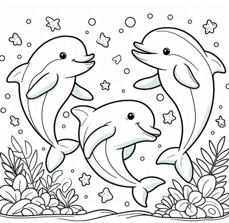 Chủ đề tô màu con cá heo hoạt hình đáng yêu