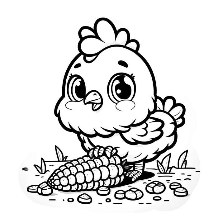Chủ đề tranh tô màu gà con dễ thương
