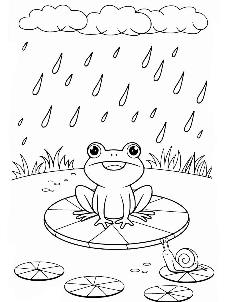 Chú ếch cute trong trang tranh cho bé tập tô