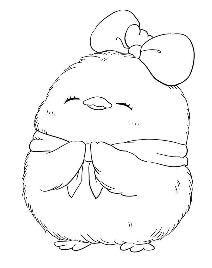 Chú gà con đáng yêu trong bức tranh tô màu