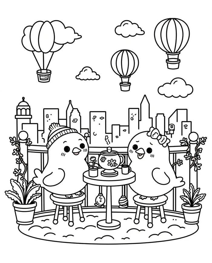 Chú gà con tung tăng giữa khung cảnh sân vườn