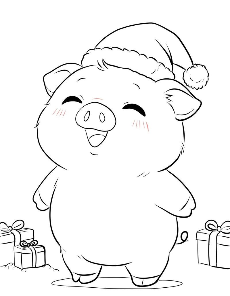 Chú heo cartoon với nụ cười đáng yêu