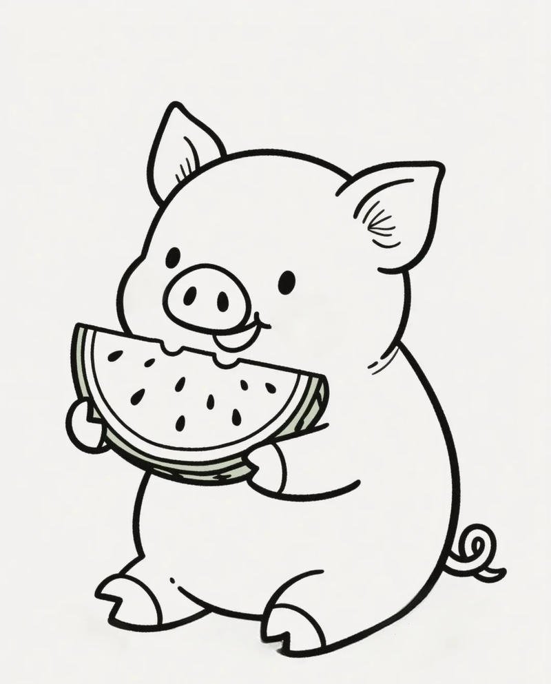 Chú heo đáng yêu cho bé tập vẽ và tô